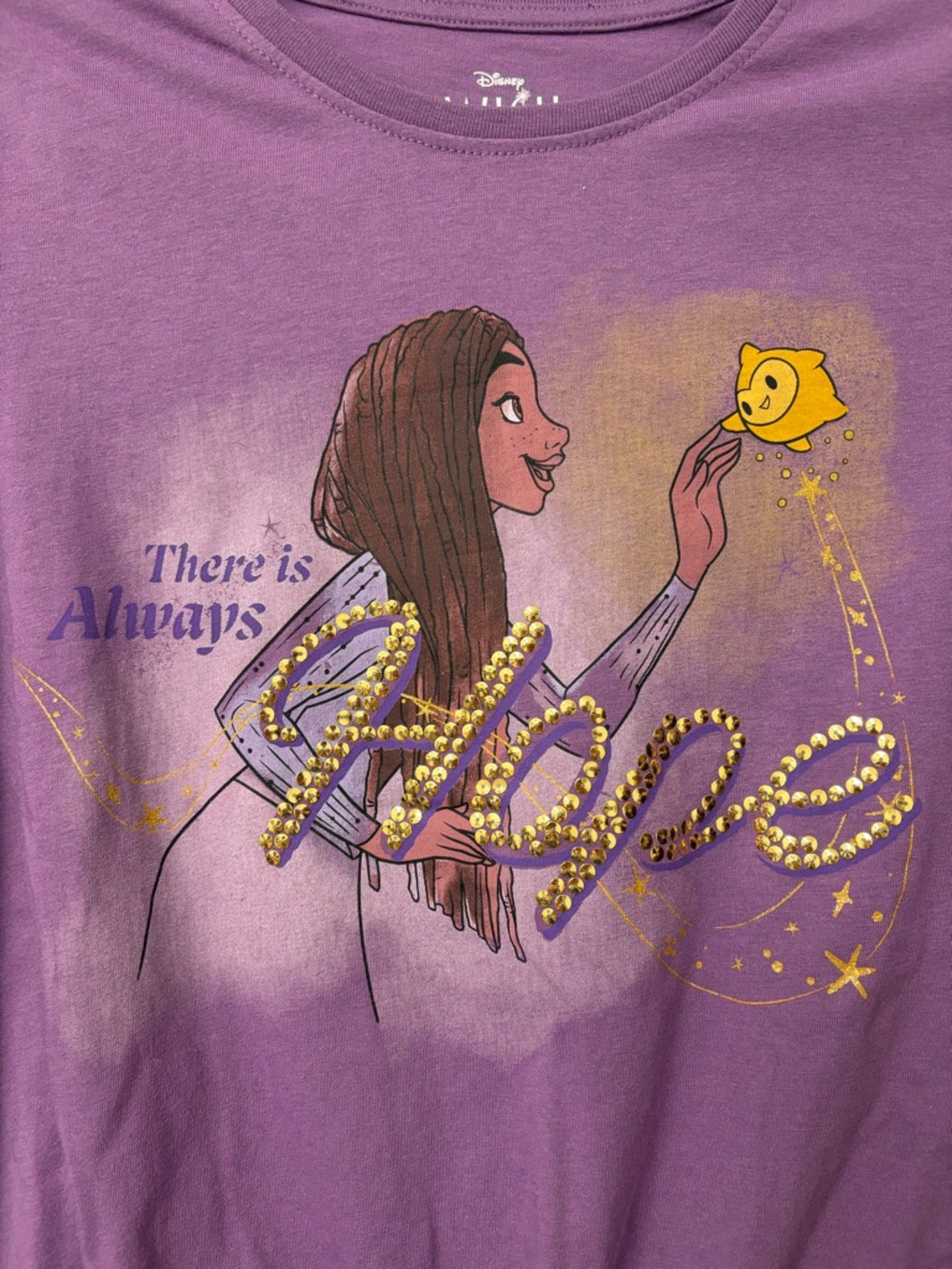 Disney Wish | Purple Long-Sleeve Graphic Tee with Gold Accent